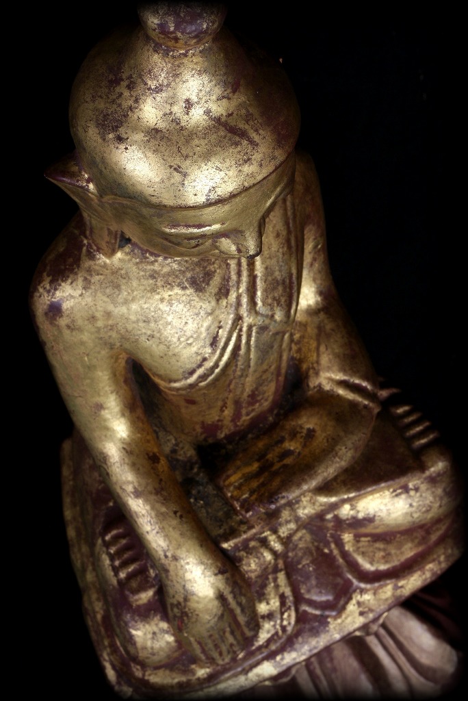 Extremely Rare 19C Wood Burma Madalay Buddha #A038